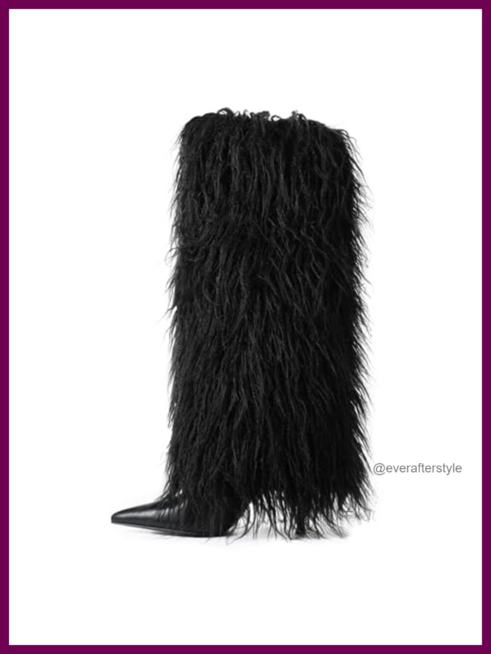Faux Fur Pointed Toe Stiletto Heel Knee High Fold Over Boots